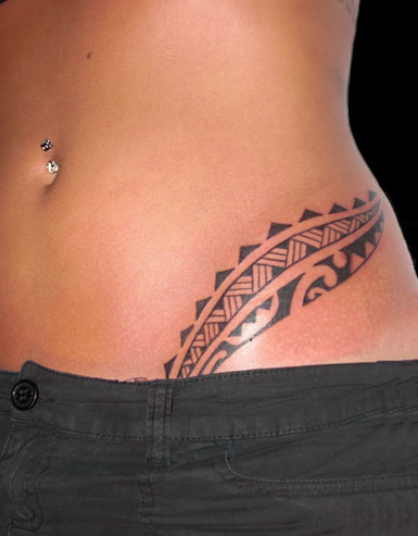 Lauhala, shark's tooth and a contemporary Tahitian-style design adorn the hip.